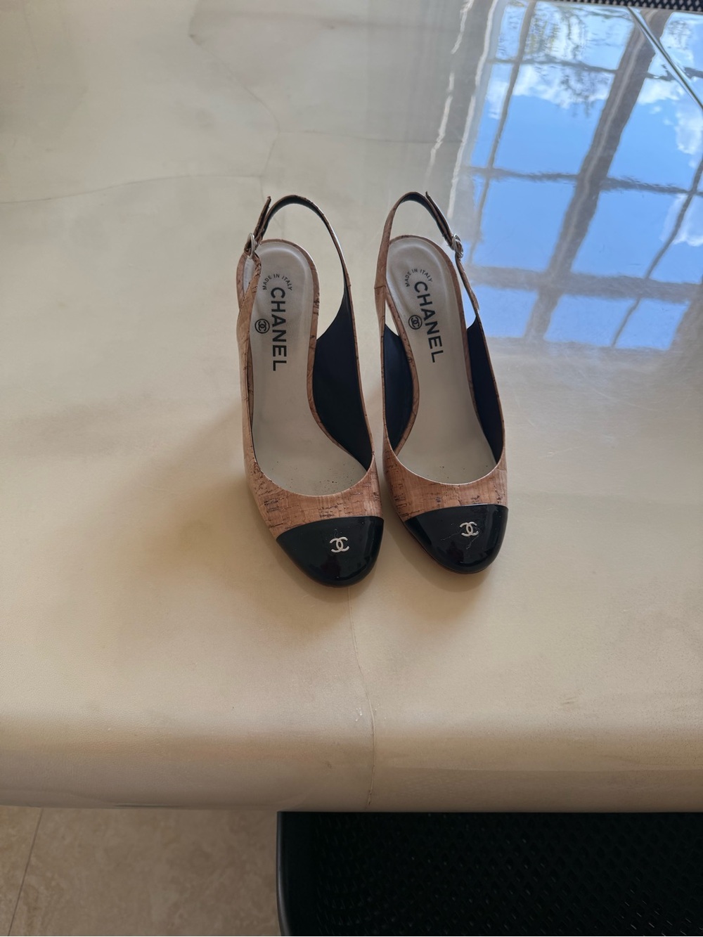 Chanel Women's Two-Tone Slingback Pumps in Beige and Black